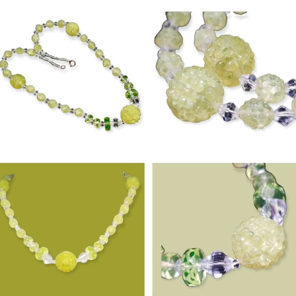 Vintage Rare 1920s Art Deco 1/20th 14kt Gold Filled Uranium Glass Bead Necklace